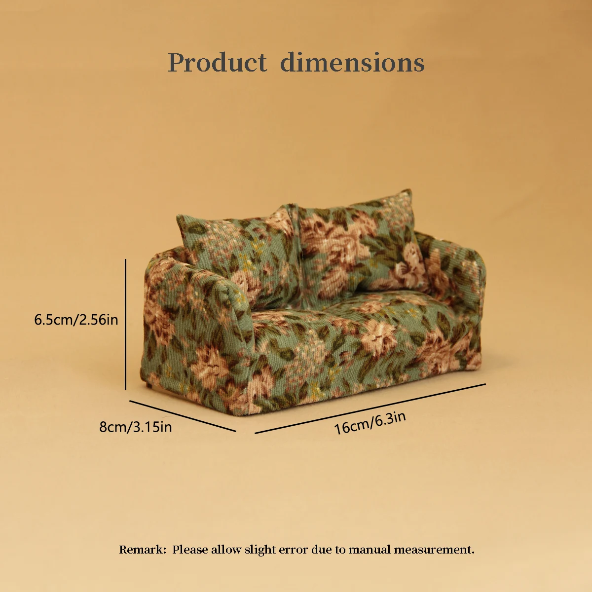 1 12 scale sofa with fabric floral 