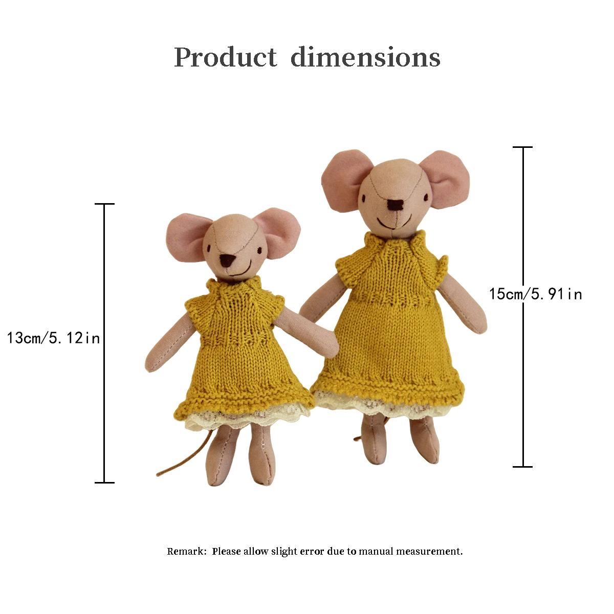 doll handmade toy mice with yellow dress