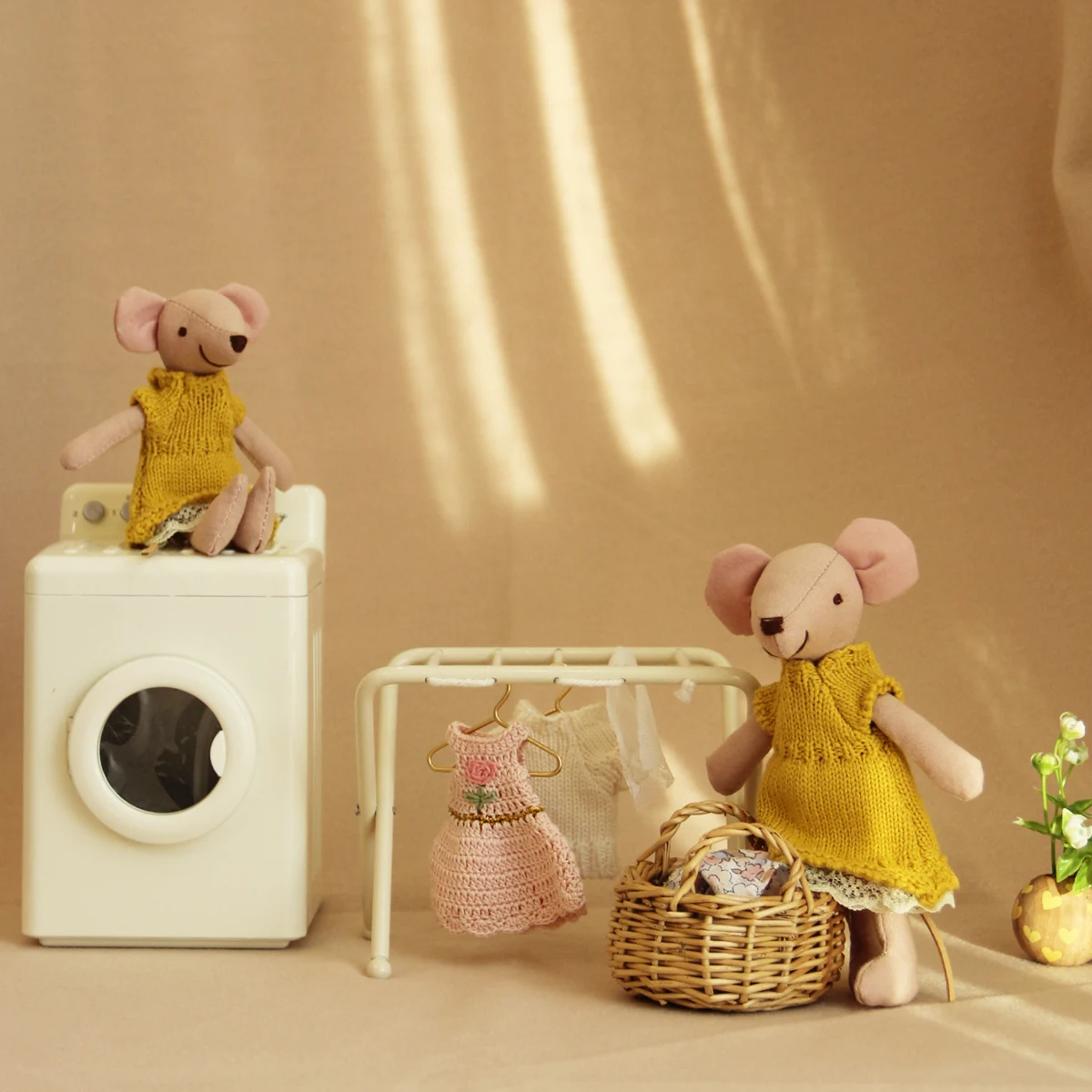 doll handmade toy mice with yellow dress