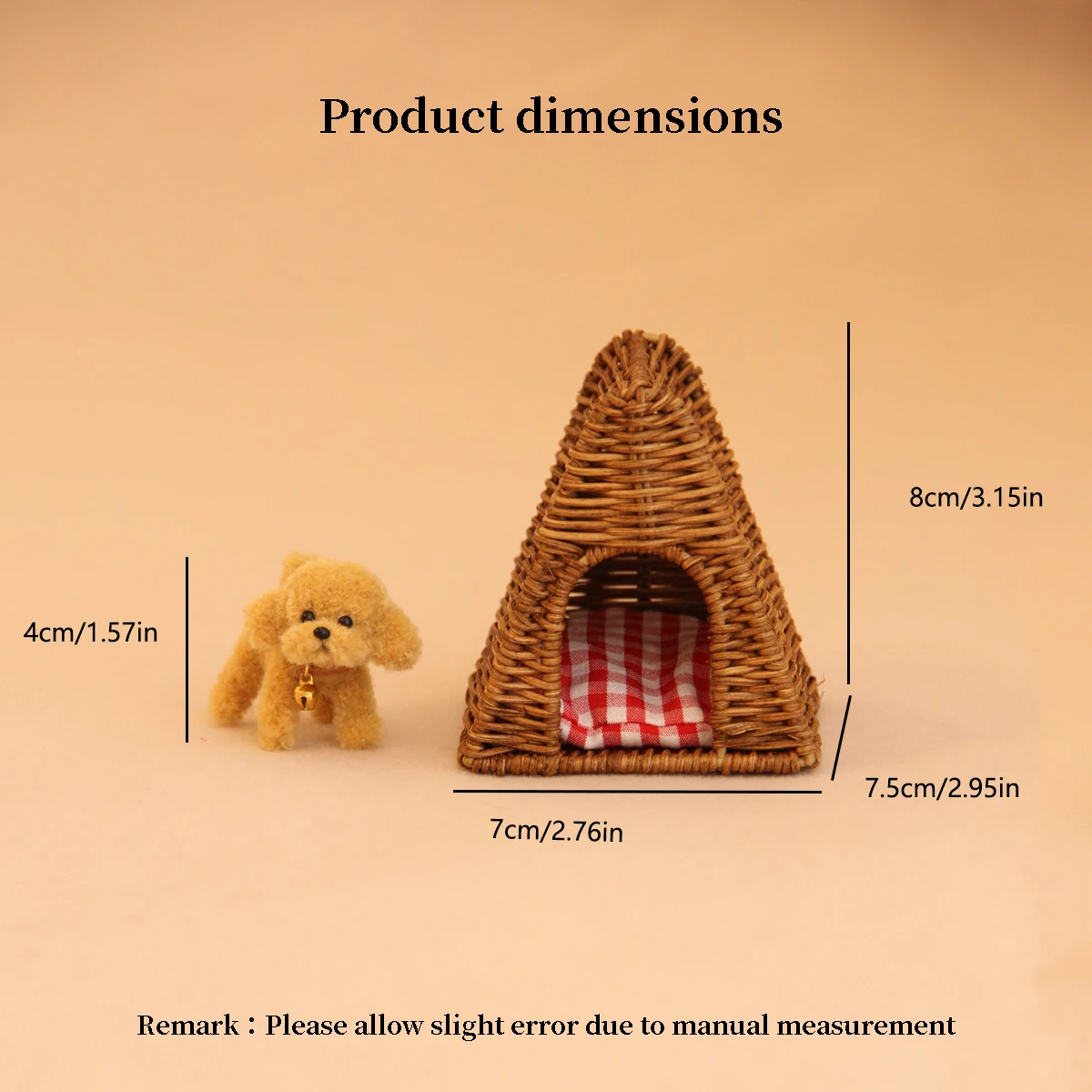 miniature accessories rattan doghouse with woolstem dog