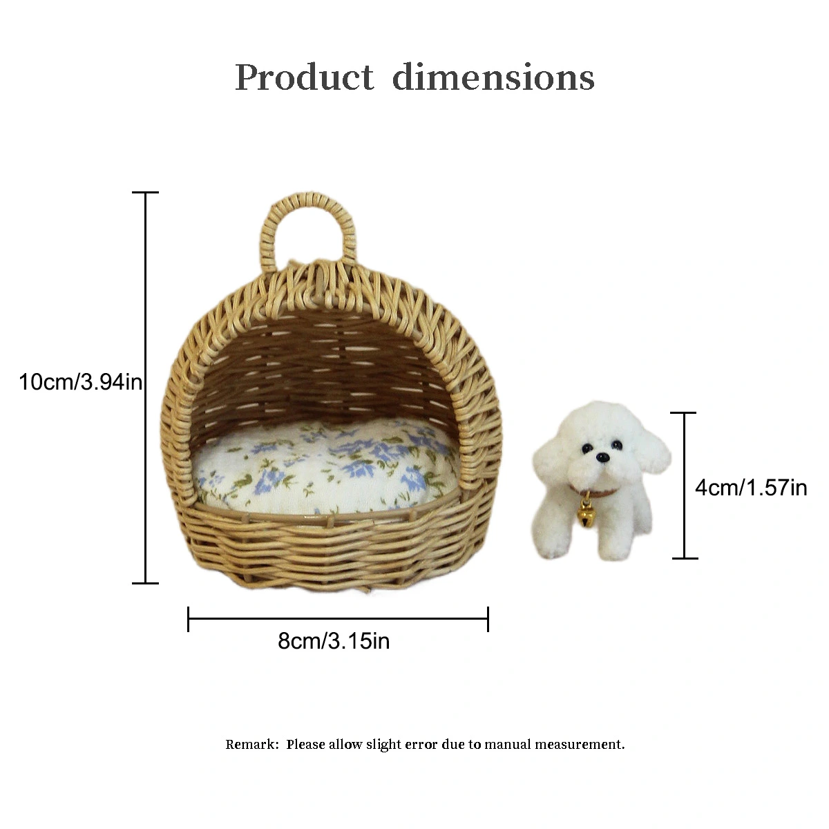 miniature accessories rattan doghouse with woolstem puppy