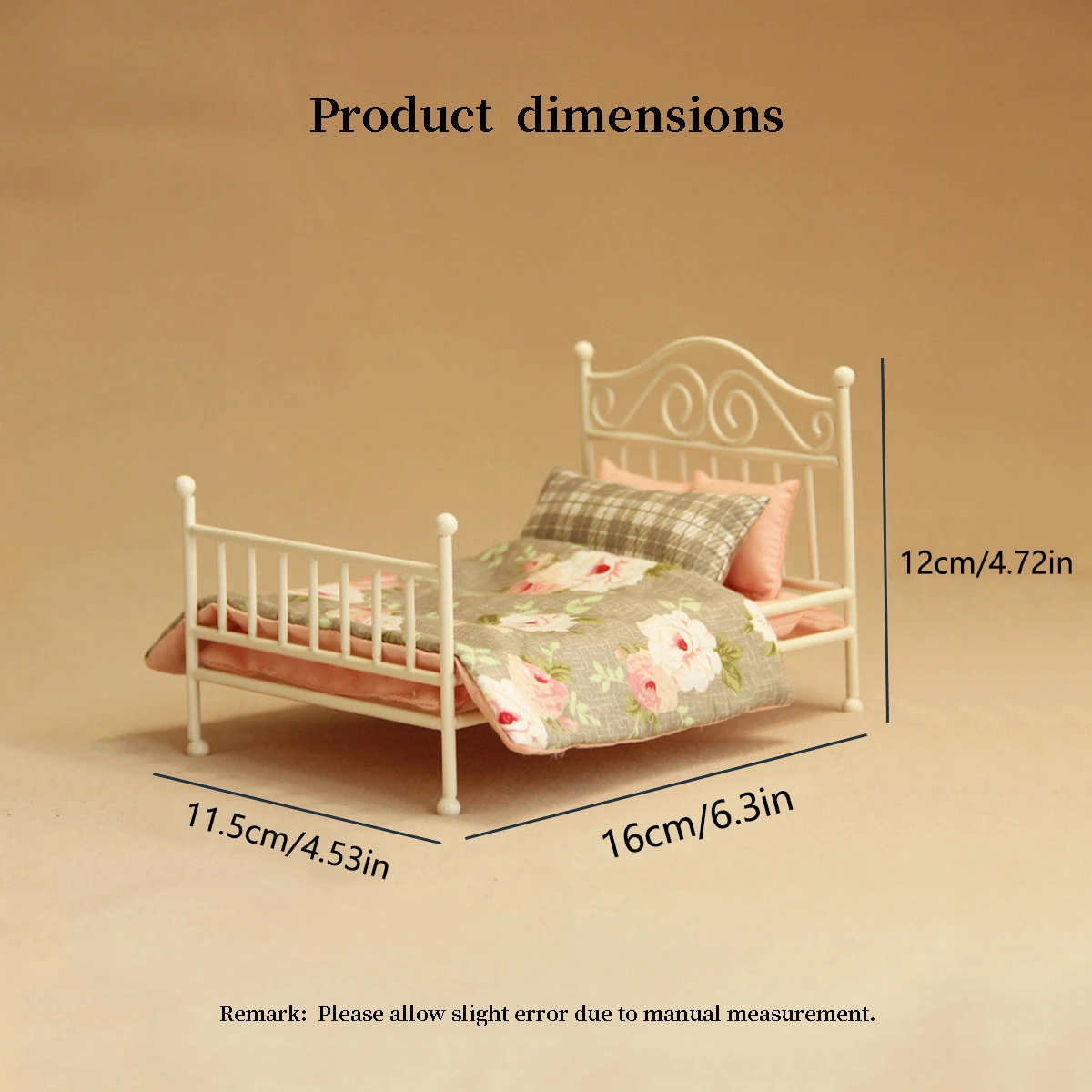 miniature bed with floral bedings 