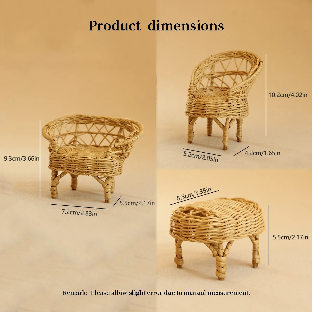 miniature dining set with rattan table and chairs 