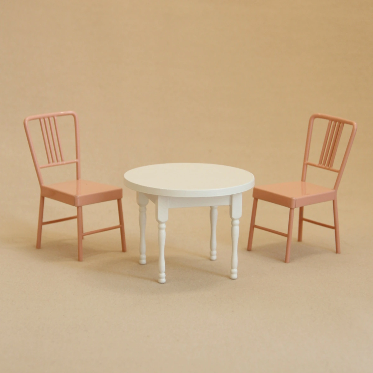 miniature furniture set pink chairs and white table