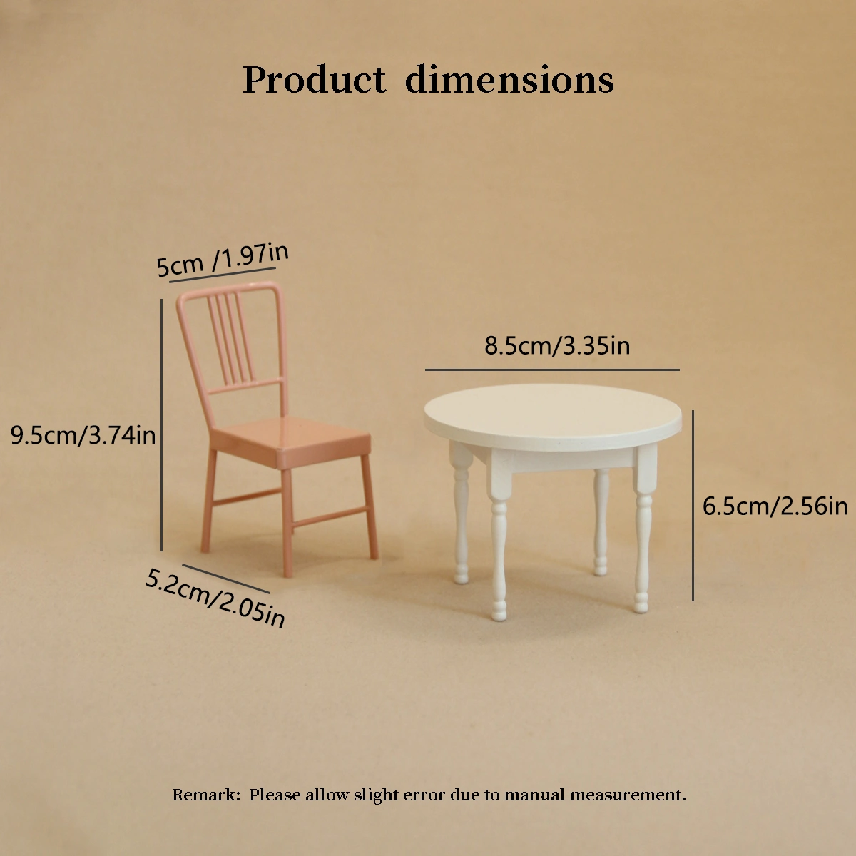 miniature furniture set pink chairs and white table 