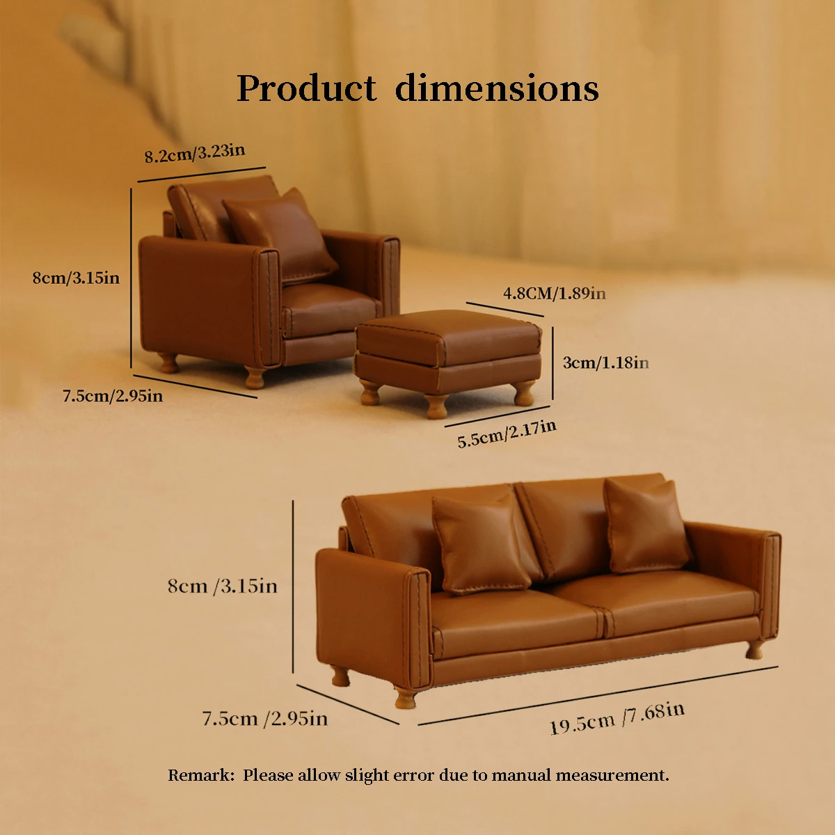 miniature furniture with artificial leather sofa 
