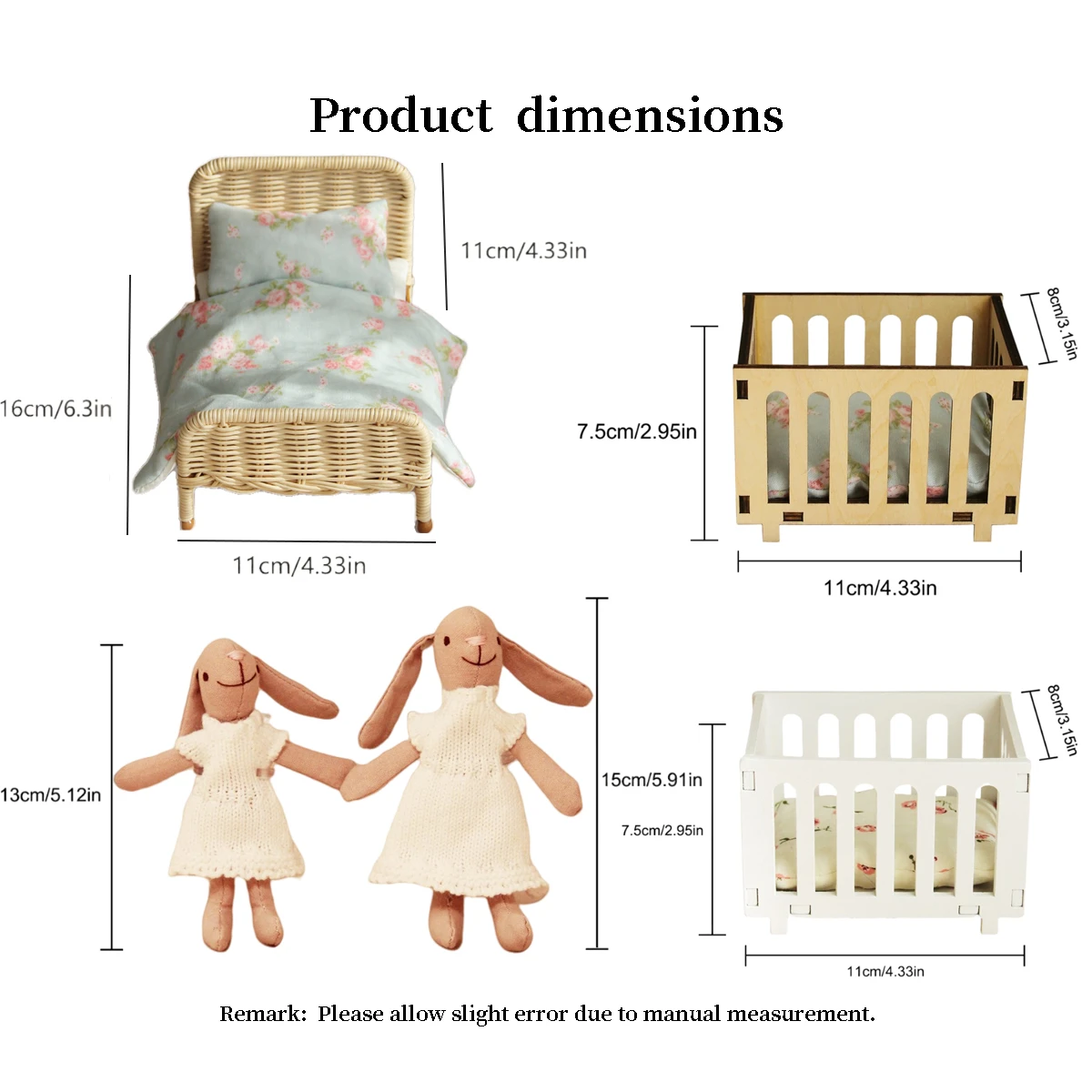 miniature furniture with wooden crib
