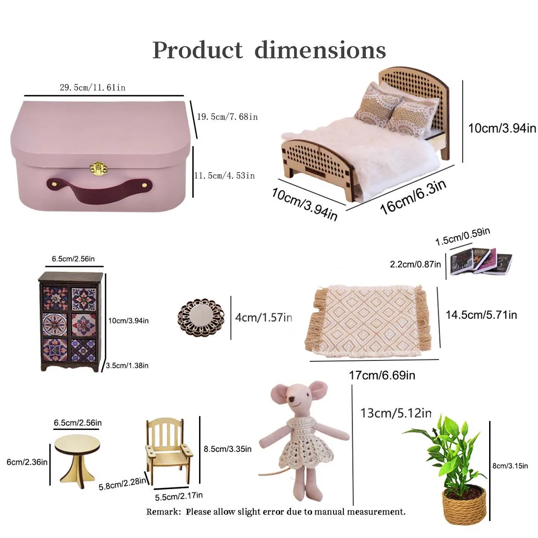 Dollhouse Suitcase With Wooden Bedroom
