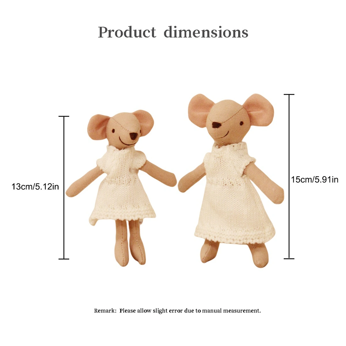 Handmade Dolls Little White Dress Mouse Toys (2)