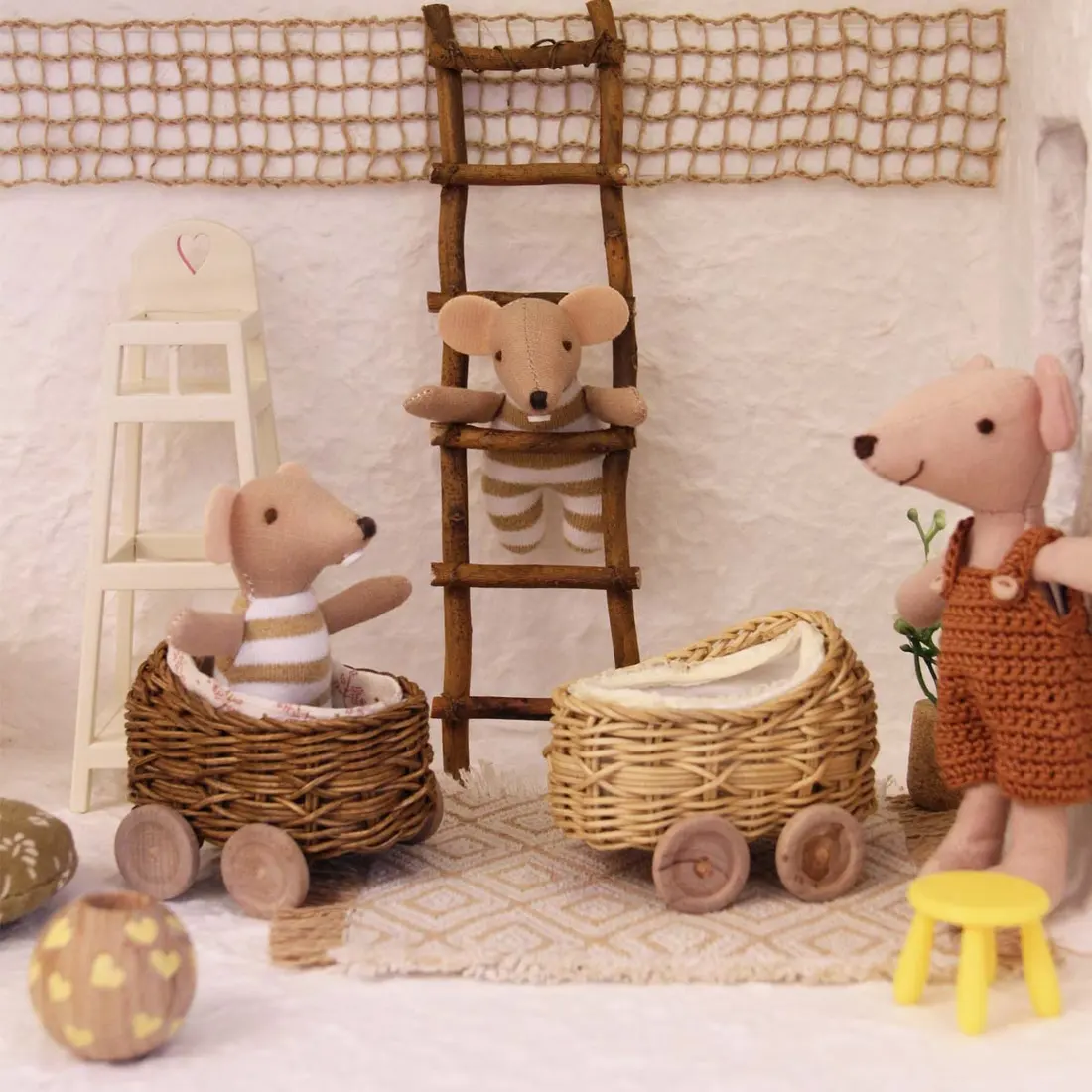 Miniature Dollhouse Furniture For Sale Mini Rattan Crib